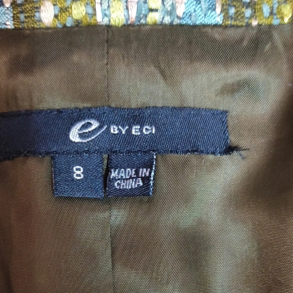 ECI Green and Blue Striped Ruffle Blazer - Picture 2 of 4